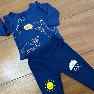 CARTER’S Dinosaur Shirt with pants | navy blue, 3M | ruffle sleeve